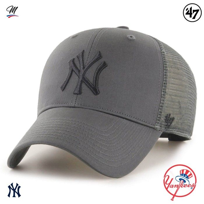 Casquette Trucker - 47 Brand - New York Yankees BRANSON - Gris Foncé - Ajustable - Style Urbain