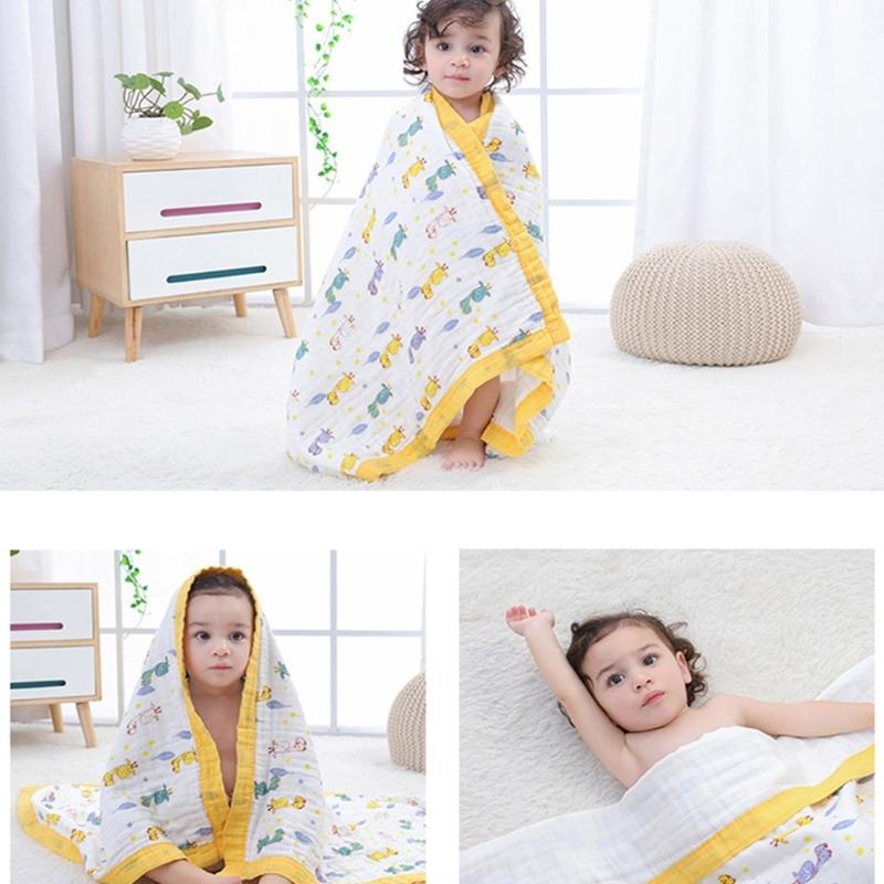 Large Size Infant Bath Blanket High Density Gauze Bath Towel 6-layer for Delicate Skin Quick Drying and Breathable