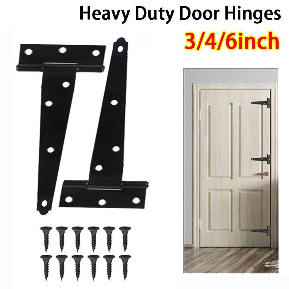 Metal T Shaped Door Hinges 3/4/6inch Wrought Hardware for Wooden Fences Yard Barn Door Cabinet