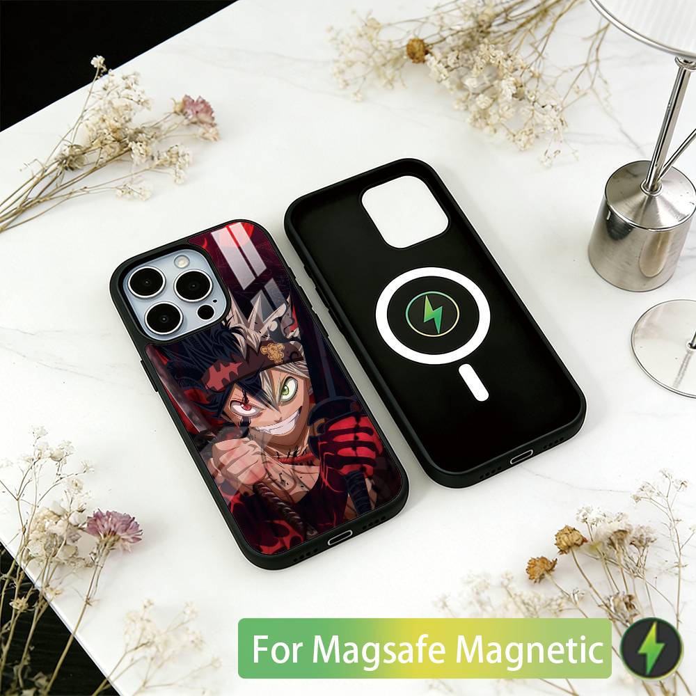Black Clover Asta Phone Case For iPhone17,16,15,14,13,12,11 Plus,Pro Magnetic with Magsafe Wireless Charging