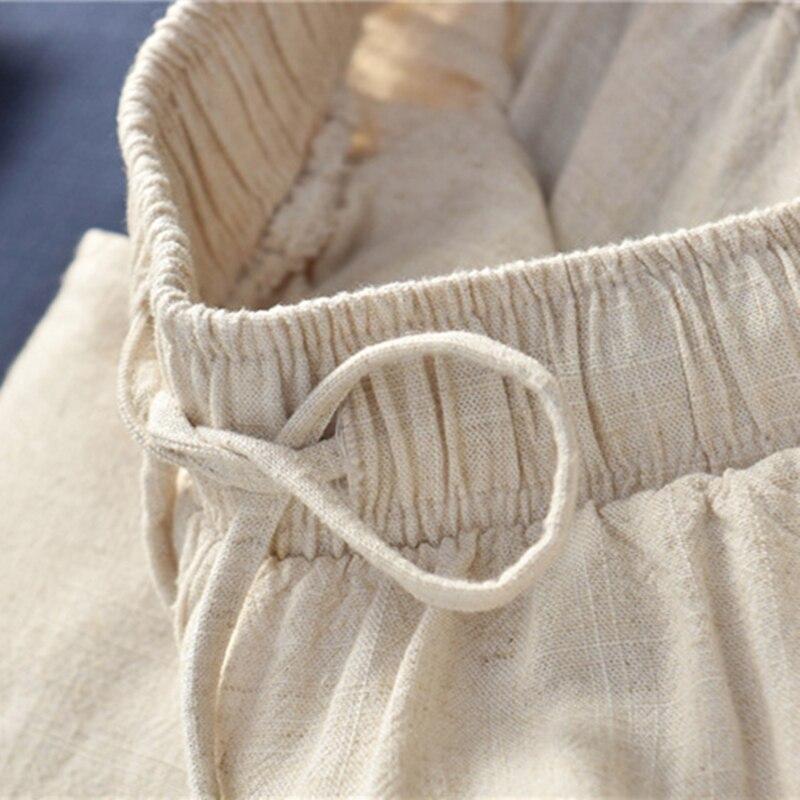 Johnature Solid Color Wide Leg 2021 Spring New Pockets Cotton Linen Women Cloths Pants