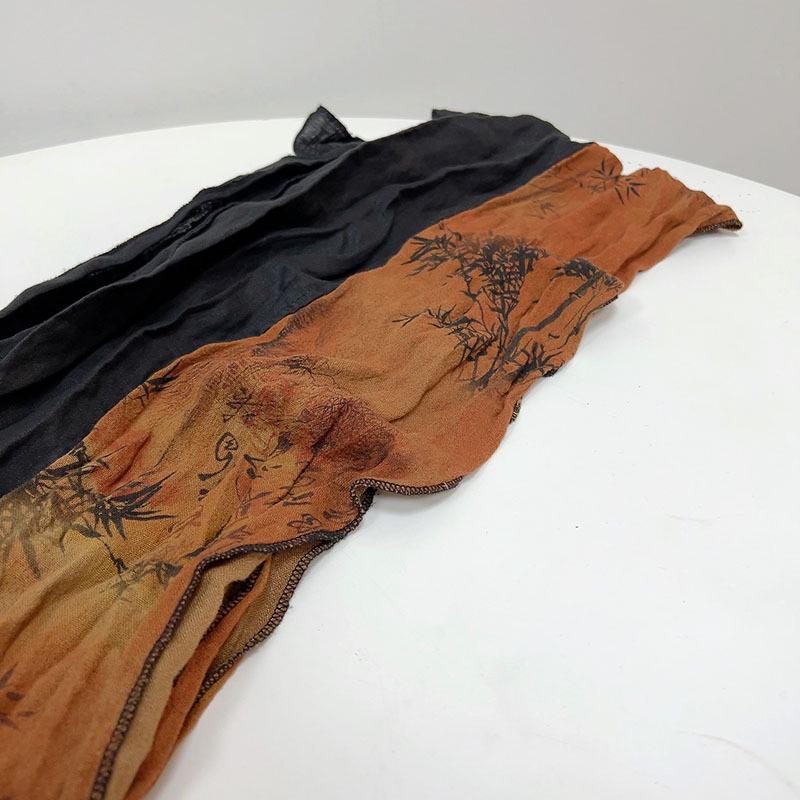 Шелковый треугольный шарф в стиле ретро - тонкий летний женский аксессуар для шеи