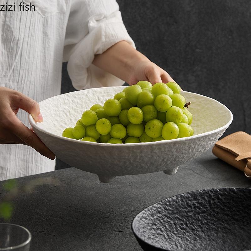 Четырехногая керамическая тарелка для фруктов, обеденная тарелка, тарелки для конфет, салатница, десертная миска, суповые тарелки, блюдо для димсамов, диск-подставка