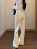 Off-white slightly pulled jeans for women's spring, autumn and winter new thin and drape without sticking to the legs straight flared pants
