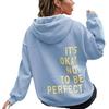Multi-color Letter Print Loose Hooded Sweatshirt for Women
