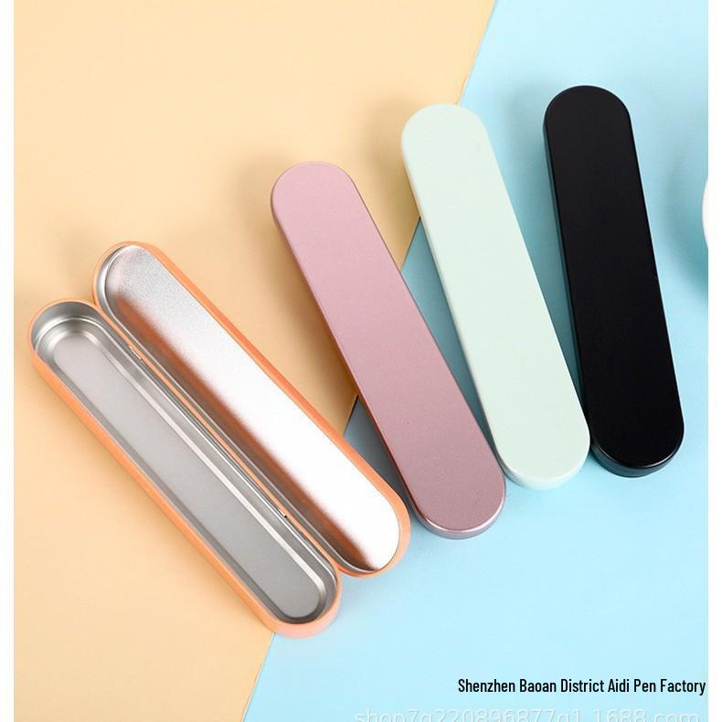 Креативный металлический пенал: Черно-серебряная прямоугольная жестяная коробка-раскладушка для студентов