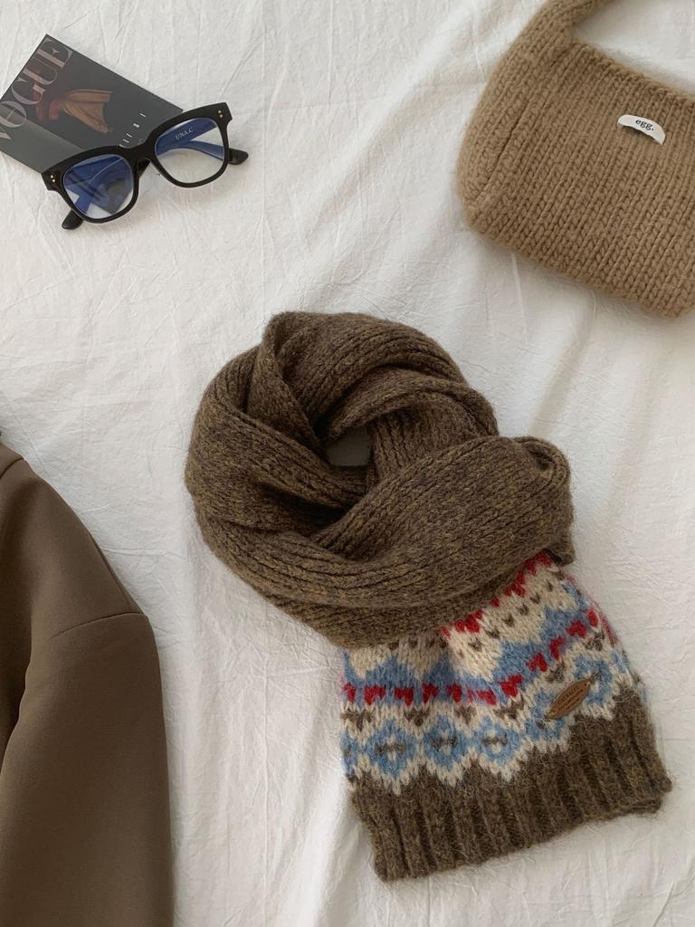 Шерстяной вязаный шарф Fair Island для женщин, осенне-зимний, теплый, студенческий, рождественский, шерстяной шарф