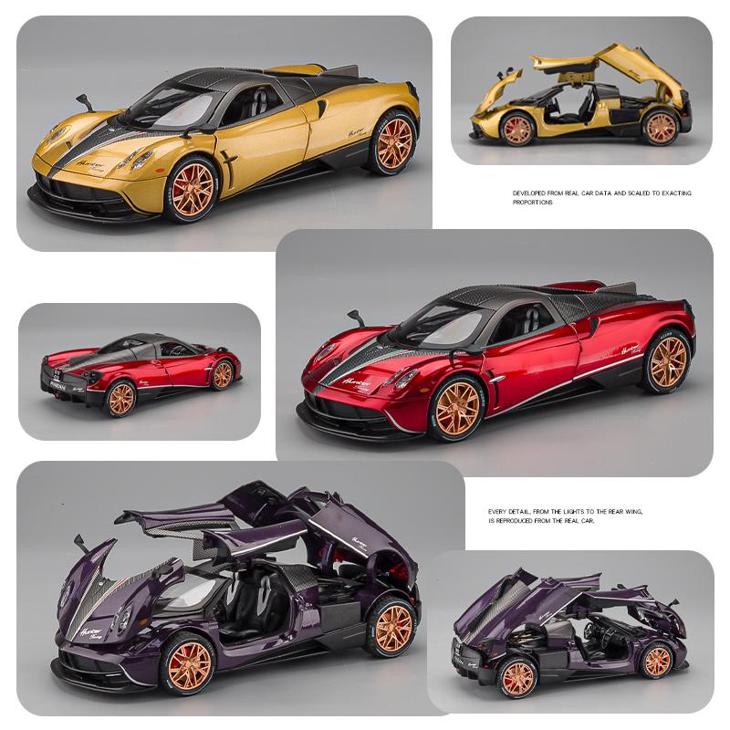 1:22 Pagani Huayra Dinastia Hypercar Alloy Metal Diecast Model Car Pull Back Children Toy Car Birthday Gift For Boy Kid Friend