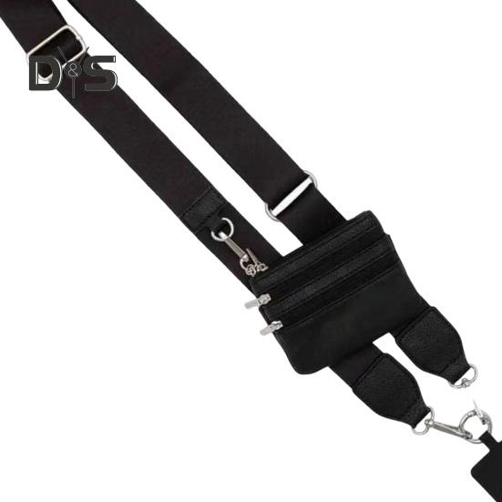 Mobile Phone Strap with Zippered Pouch Mini Card Holder Crossbody Adjustable Length Clip And Go Cellphone Hanging Strap