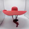 Summer 2022 New Red Large Eaves Lace Strap Ladies Beach Hat Sun Shade Straw Hat 23cm Collapsible Oversized Beach Hat