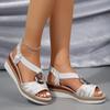 Snake Print Wedges Sandals for Women 2024 Metal Decoration Platform Sandalias Mujer Comfortable Thick Bottom Casual Summer Shoes