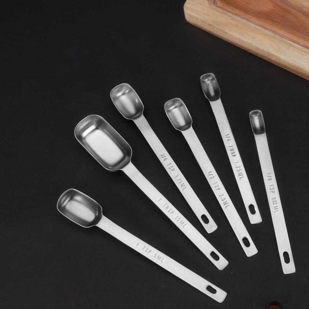 Набор из 6 мерных ложек из нержавеющей стали для сухих и жидких ингредиентов Точные мерные ложки Кухонные гаджеты