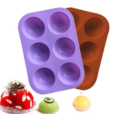 Силиконовая форма для выпечки с 6 отверстиями, 3D формы для выпечки, шоколадная полушаровая сферическая форма, кекс, торт, сделай сам, маффин, кухонный инструмент