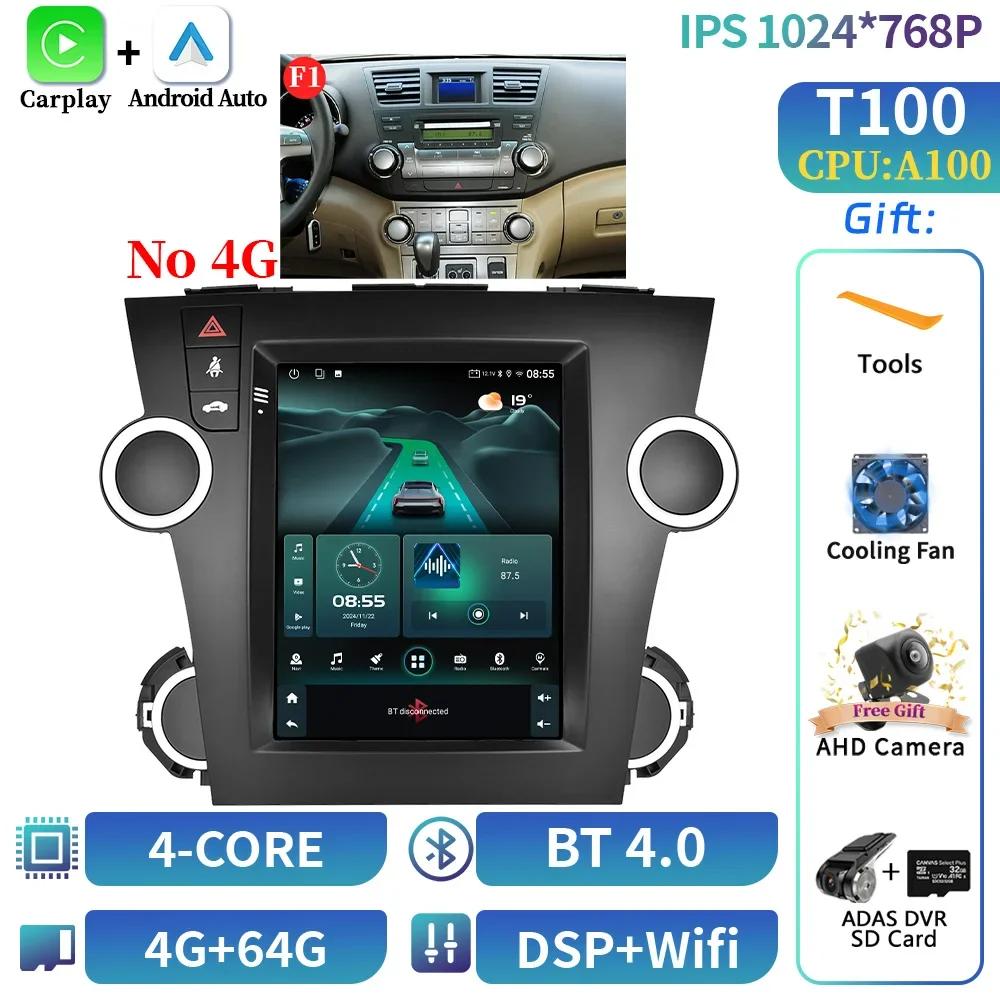 9.7inch Android Car Radio Multimedia For Toyota Highlander 2009-2014 Navigation Bluetooth Carplay Head Unit Touch Screen Stereo
