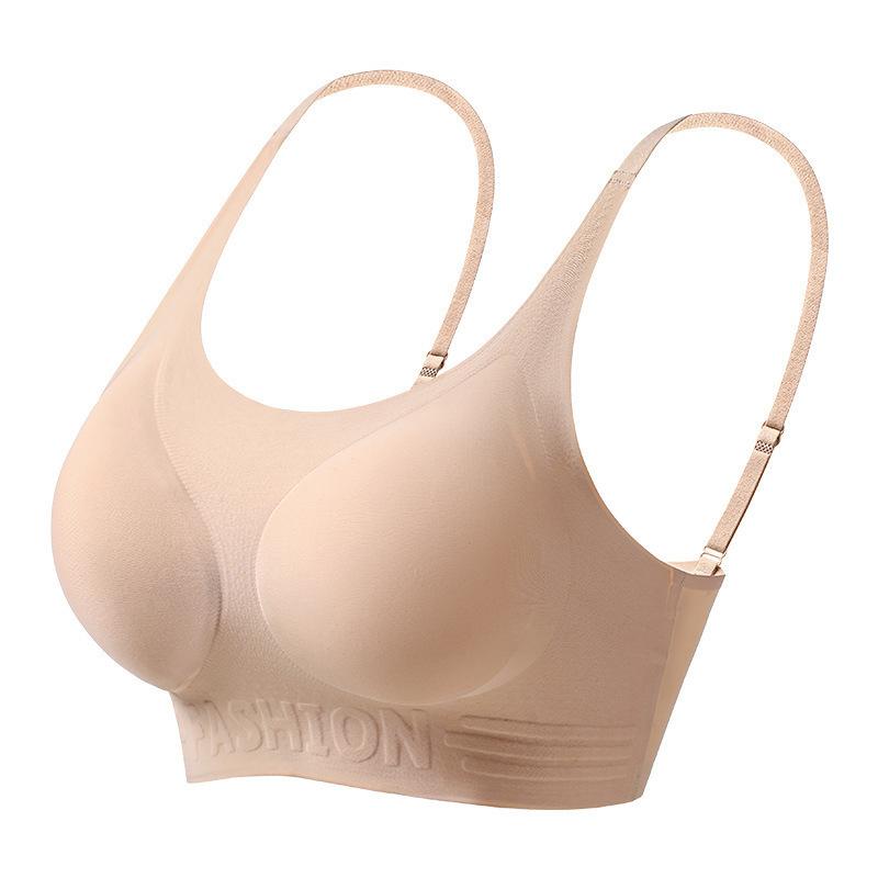 Traceless liquid foundation underwear women's summer thin versatile and opaque thin shoulder straps, large breasts, small secondary breasts