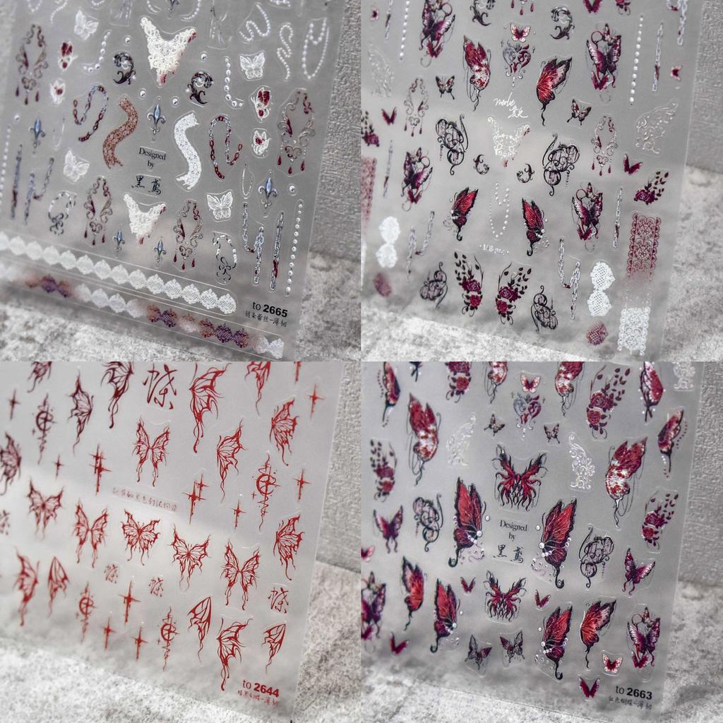 Тонкие прочные темные наклейки-бабочки для ногтей, изготовление креативных декоративных наклеек своими руками