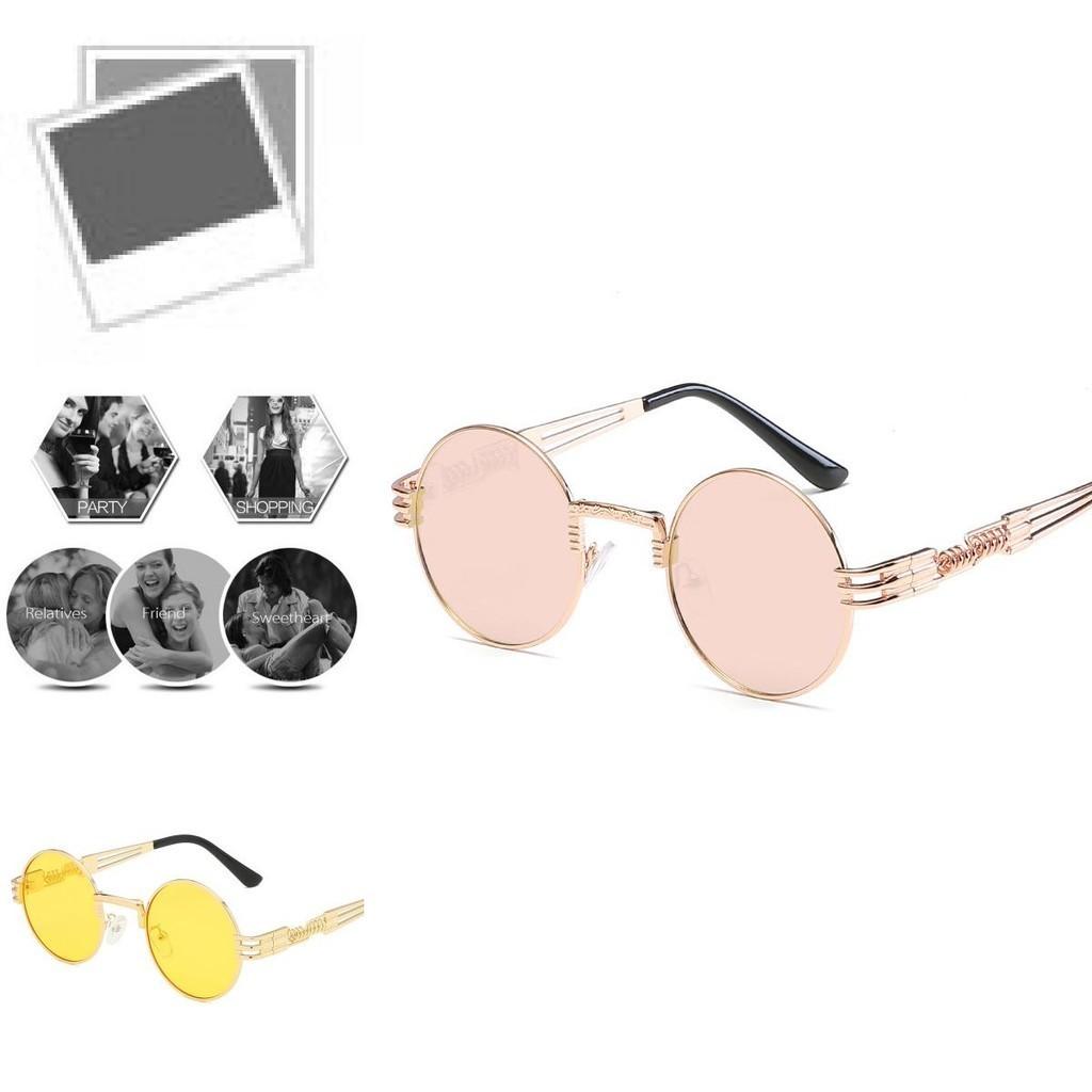 Унисекс Ретро Круглые Солнцезащитные Очки с Легкой Металлической Оправой для Защиты от УФ-лучей**