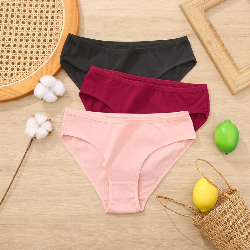FINETOO 3Pcs/Set Women's Panties High Waist Seamless Sexy Underwear Natural Cotton Briefs Lingerie Female Intimates