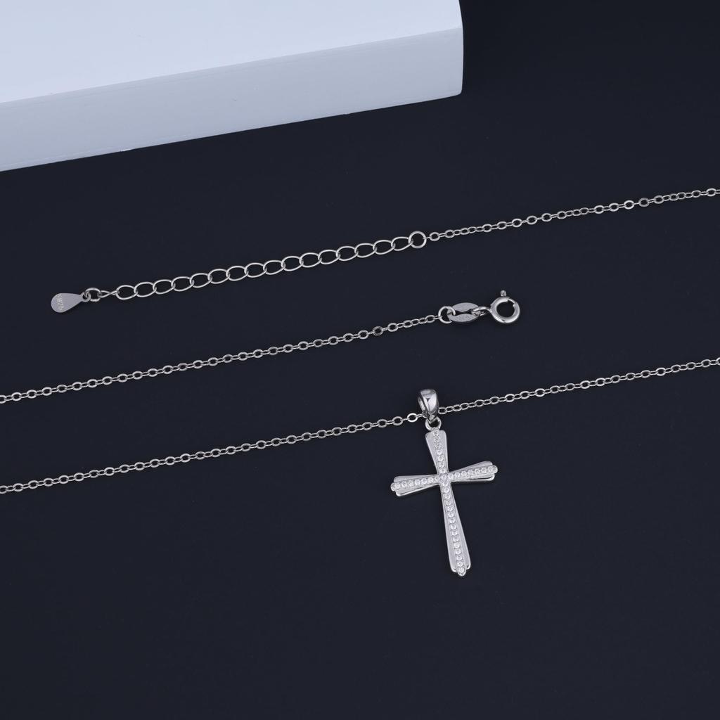 Ожерелье с крестом из стерлингового серебра 925 пробы и циркония для женщин [GAVU]