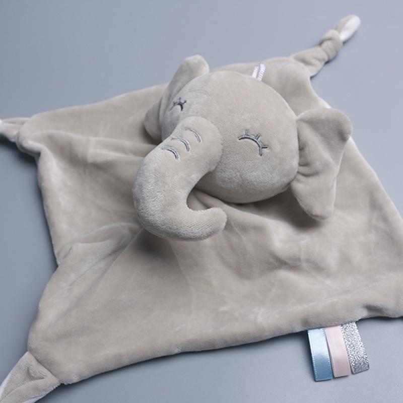 Cartoon Rabbit Elephants Unicorns Plush Toy Soft Stuffed Baby Toy Infant Animal White Bunny Soothe Appease Towel Comforting Blankie Toy with Rattle