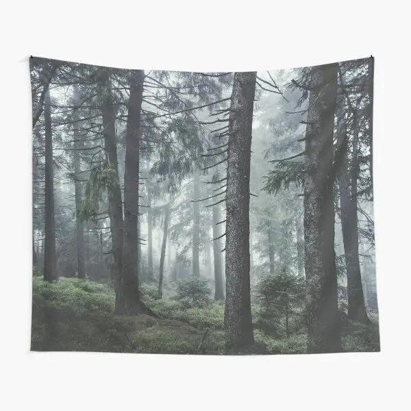 Misty Forest Tapestry Foggy Tree Wall Hanging Tapestries Nature Pine Woodland Tapestry Wall Hanging Art for Bedroom Living Room
