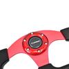 TIYPEOR 330mm Auto Racing Steering Wheel Flat Black Leather 6 Bolts Universal Sports Steering Wheel With Red Spoke