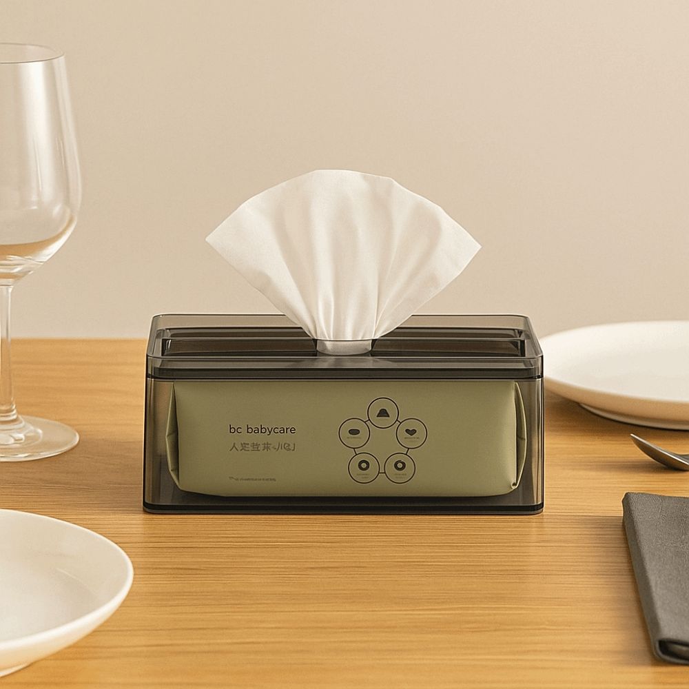 Waterproof Transparent Tissue Box Multi-Functional Rectangular Napkin Storage Case Large Capacity Space-saving Tissue Dispenser
