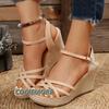 Fashion Fashion Wedges Shoes for Women's 2024 Summer Platform High Heels Sandalias Mujer Thick Bottom Ankle Strap Gladiator Shoes Woman