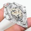 Natural Dalmation Jasper, White Topaz 925 Sterling Silver Pendant 2.96" B3f28