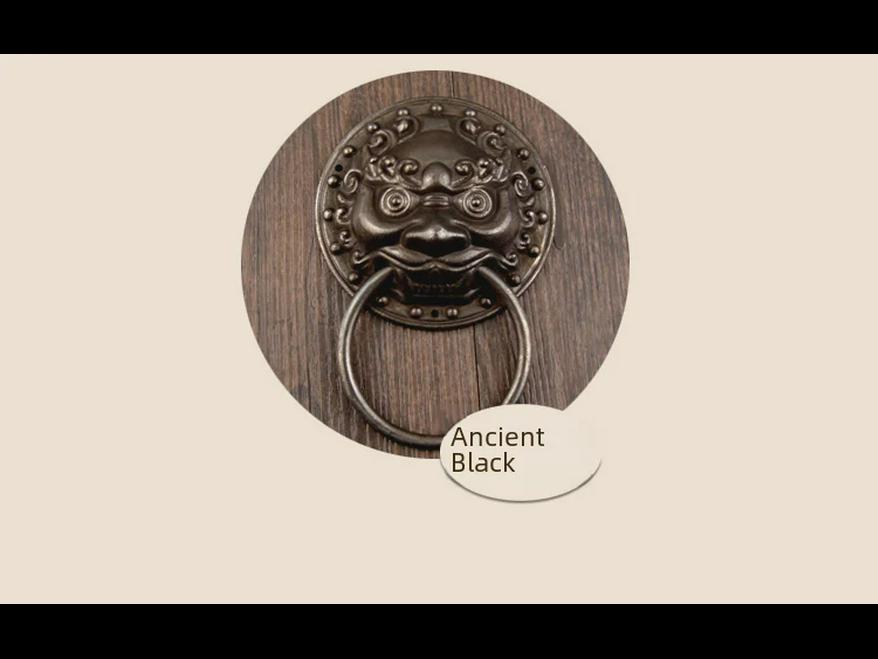 Китайская антикварная ручка-молоток с головой льва и тигра для деревянных двойных дверей