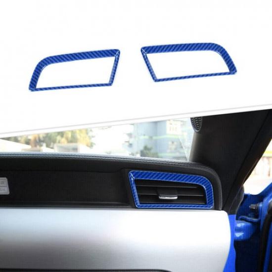 Console Side Outlet Vent Frame Cover For Ford Mustang 2015-23 Blue Carbon Fiber