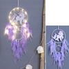 Dinosaur Dream Catcher Ornament Kids Faux LED Light Feather Dream Catcher Handmade Home Decor Birthday Gift