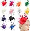 Fascinators Hat with Headband Clips Feather Embellished Headpiece Tea Party Wedding Halloween Girls Performance Hat