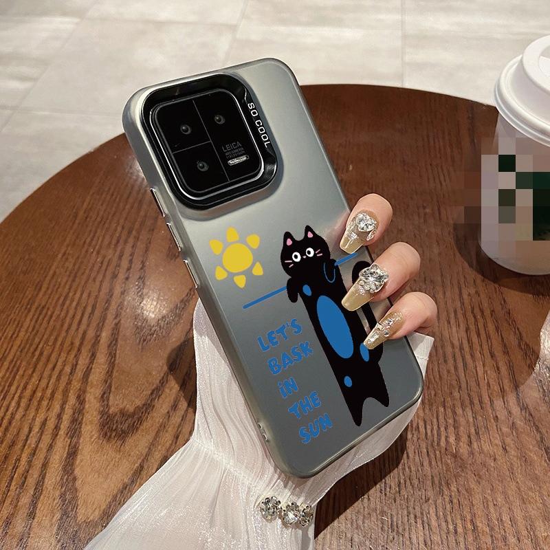 Черный чехол Cat для iPhone 16 Samsung A55 A35 A34 S24 FE Xiaomi Redmi Note 13 Pro 14C Huawei Honor 200 противоударный бампер для телефона с защитой от царапин