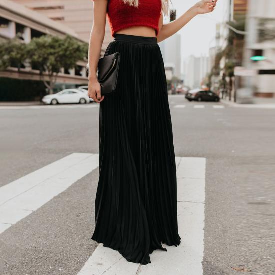 Skirt Women Solid Color Large Hem A-Line Long Skirt Work Leisure Skirt Streetwear