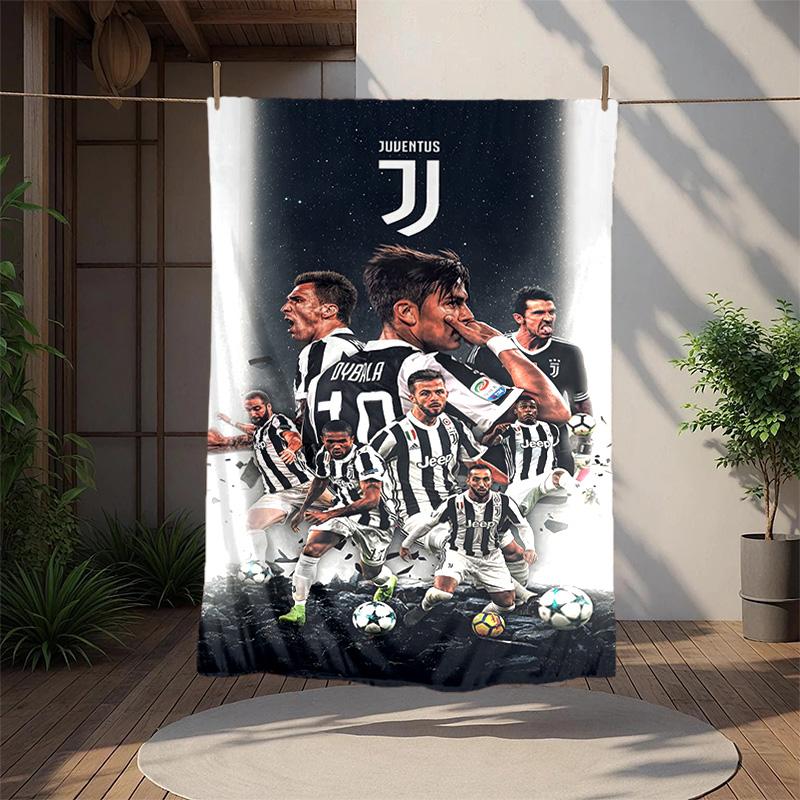 Juventus Football Flannel Blanket Soft Warm All-Season Throw, Design for Camping, Car Travel, Hiking Sofa, Bed, Office Perfect Gift for Parties