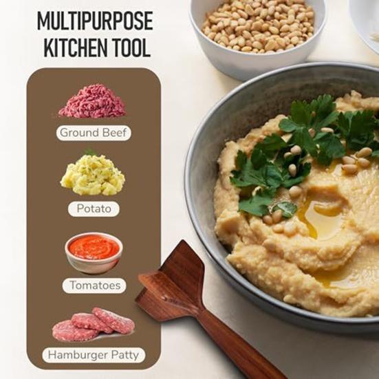 Деревянный измельчитель мяса Картофелемялка Прочный инструмент для фарша Бургеров Овощей Без BPA Необходимый кухонный инструмент для домашней готовки