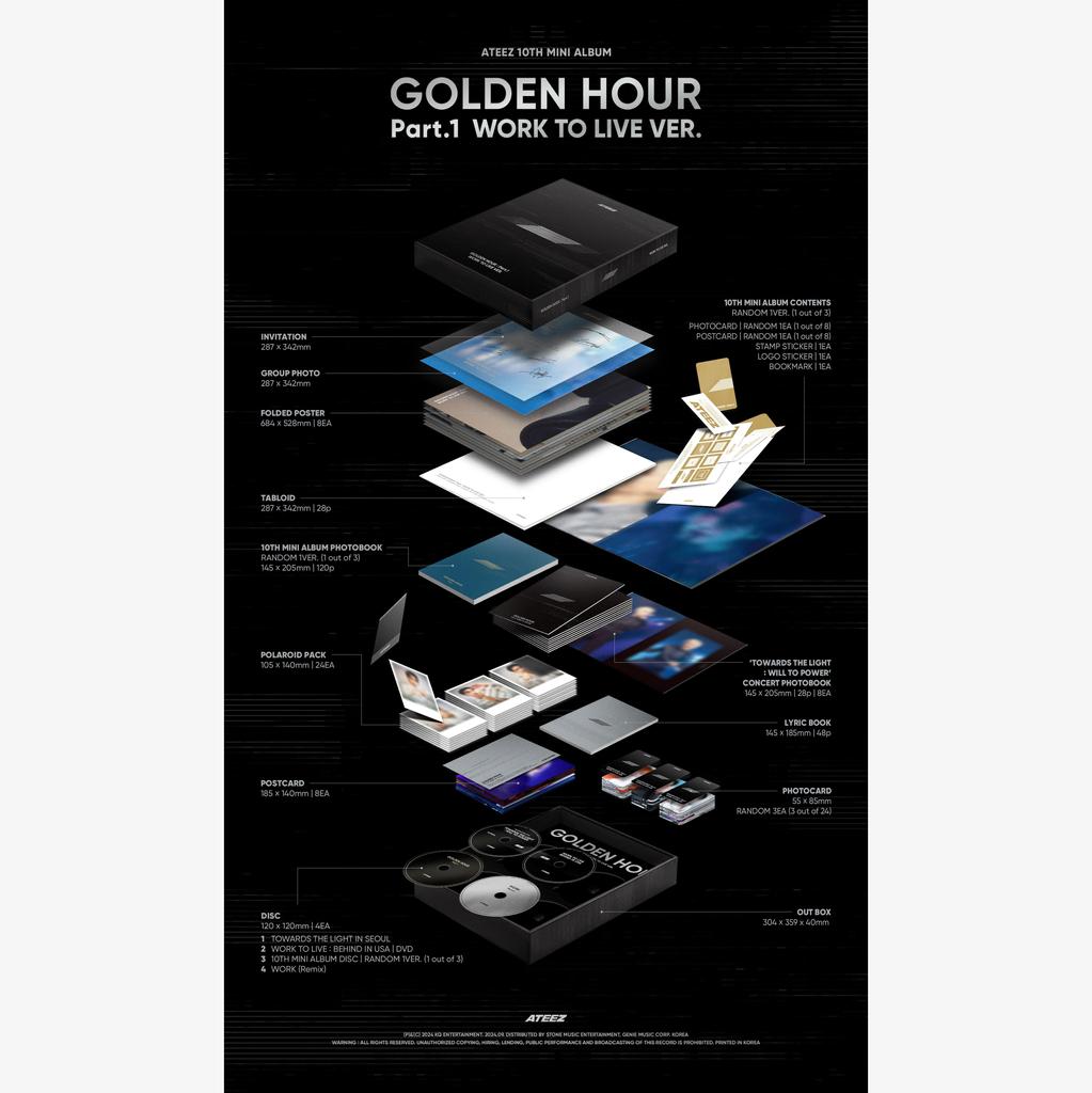 [Предзаказ] ATEEZ - 10TH МИНИ-АЛЬБОМ [GOLDEN HOUR Part.1 'WORK TO LIVE VER'] (+Онлайн-выгода)