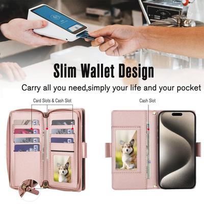 WEFOR Наплечная сумка-кошелек для iPhone 14 13 12 11 Pro Max X XS XR SE 6 7 8 Plus, с RFID-защитой, на молнии, сумочка, флип-чехол
