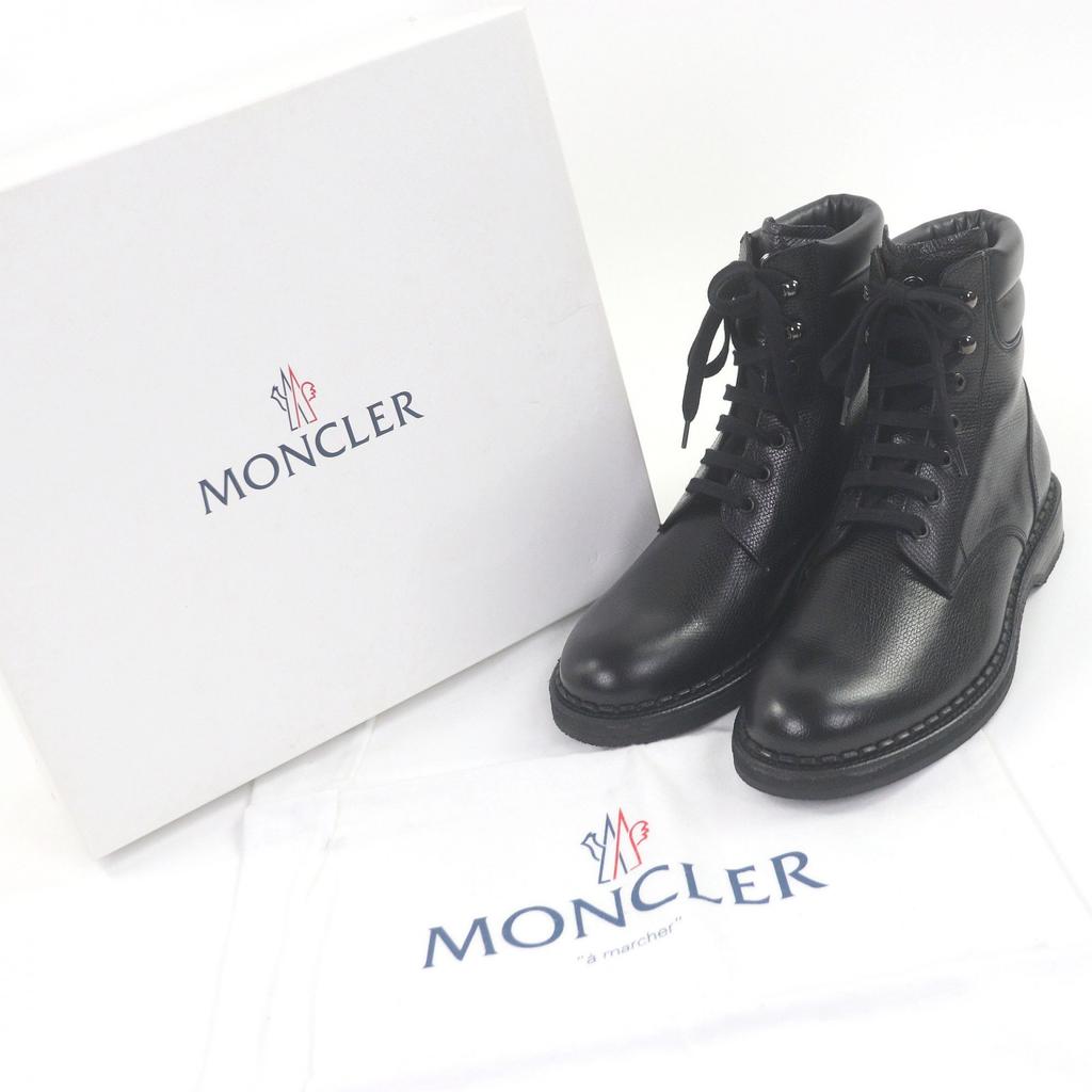 Идеальные ботильоны MONCLER Металлический логотип шнуровка черная кожа мужские 43 Б/у