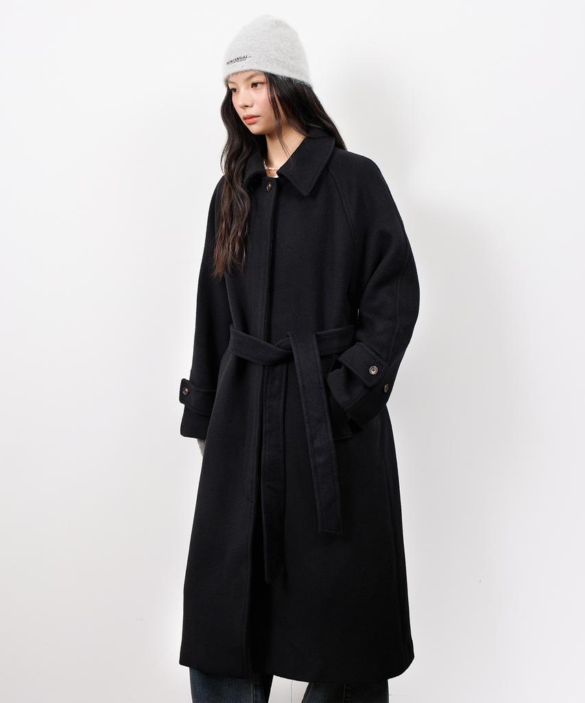 EUGGEN Cashmere Balmacaan Robe Coat_Black