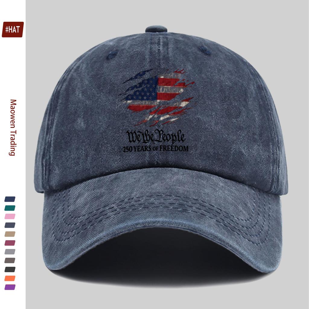 pc American Flag th Anniversary Print Baseball Cap with Confident and Proud Design Adjustable Strap Vintage Washed Fishing
