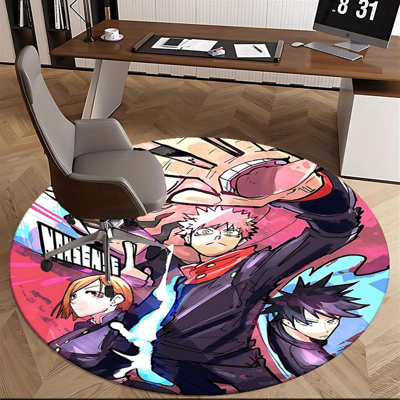 1pc Anime Cartoon Design Round Carpet  NonSlip Chair Mat for Office, Home Decor