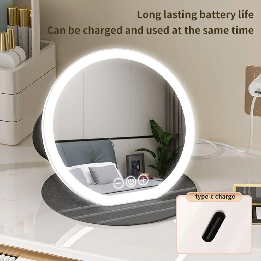 3 Color LED LED Makeup Mirror Round Mirror Portable Vanity Mirror  Office Use
