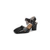 2024 New Women Sandals Spring Summer Retro High Heels Rivet Gladiator Pumps Genuine Leather Casual Buckle Shoes Woman Rome Style