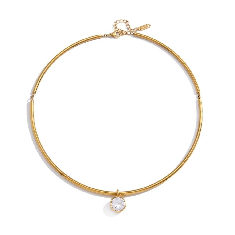 Gold Plated Pendant Necklace Stainless Steel Neck Collar Retro Neck Chain Fashion Jewelry