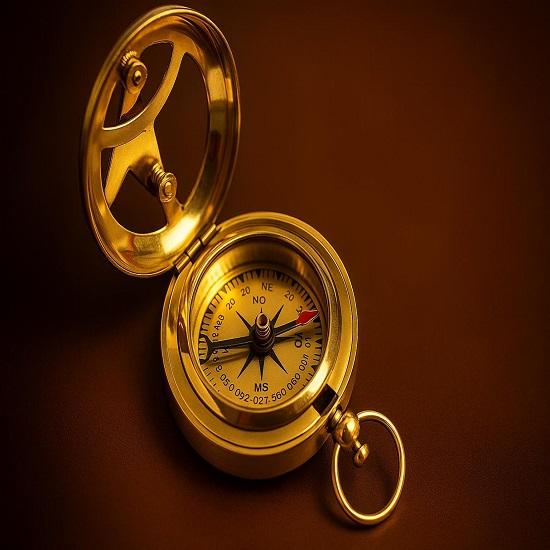 Brass Push Button Direction Sundial Compass Pocket Rustic  Home Decor Gifts 5.08 cm