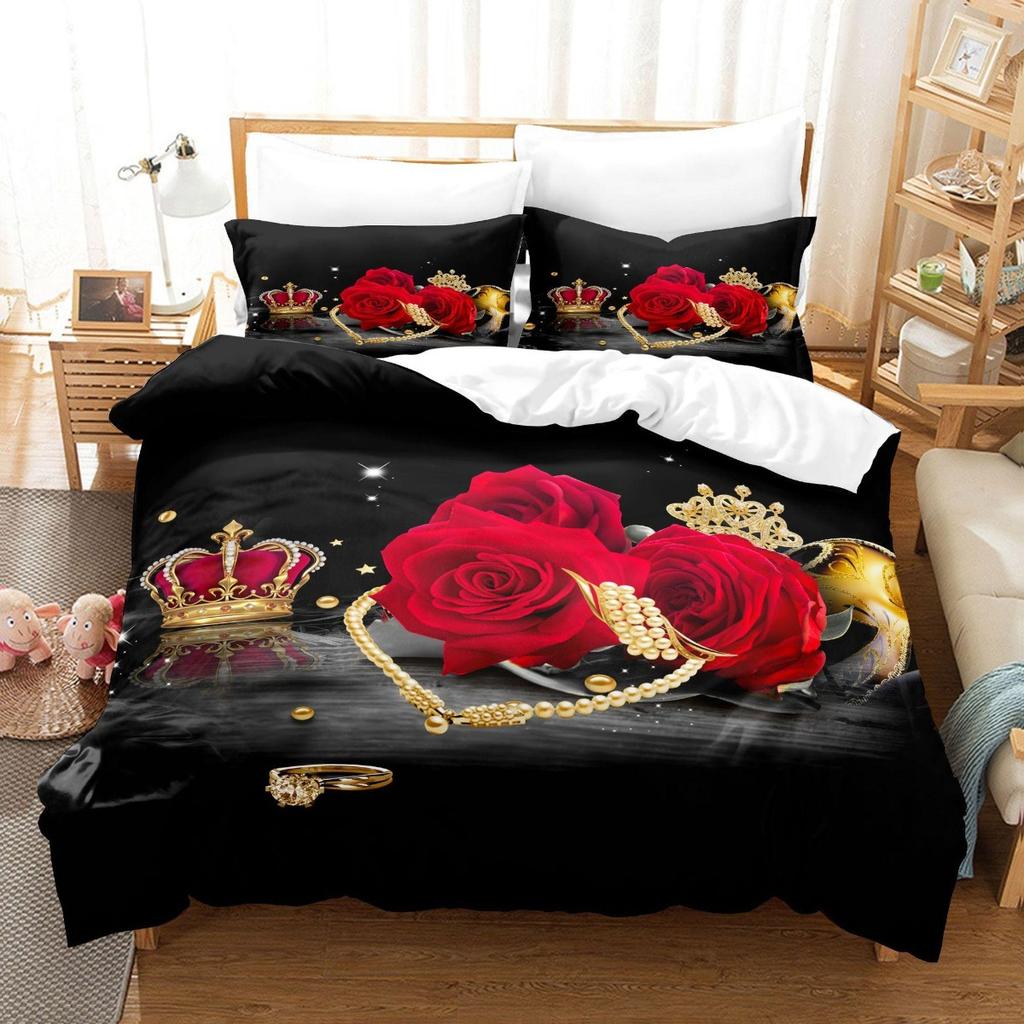 Spring Bedding Set 3D Flower Down Duvet Cover 2/3 Pieces Single Bed Double Bed Duvet Cover Girl Teens Bed Cover Quick Drying Soft Home Textile