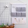 Cotton Linen 7 Pockets Hanging Bag Wall Mounted Cosmetic Toys Organizer  Kitchen