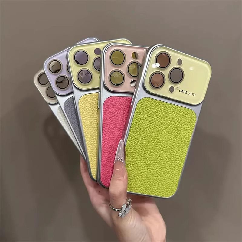 Роскошный матовый чехол для телефона из кожи с тиснением под личи для iPhone 11 12 13 14 15 16 17 Pro Max Plus Air Bumper Задние чехлы Обложка
